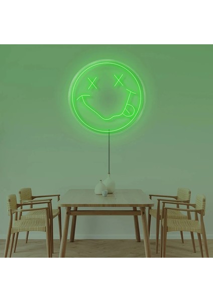 Mor1 Tarzı Yeşil 35 cm LED Neon Burcu Işık Şeffaf Flex USB Powered Duvar Asılı Yatak Odası Dekoru Çocuk Gülümseme Gece Işık Burcu Eşi Için Hediye (Yurt Dışından)