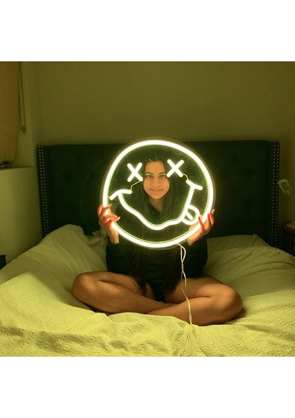 Mor1 Tarzı Yeşil 35 cm LED Neon Burcu Işık Şeffaf Flex USB Powered Duvar Asılı Yatak Odası Dekoru Çocuk Gülümseme Gece Işık Burcu Eşi Için Hediye (Yurt Dışından) fiyatları