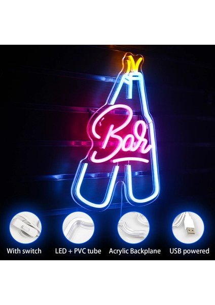 5W Tarzı 40X28CM Bar Neon Işıkları LED Neon Parti Renkli Işıklar Ev Restoran Kulübü Tavern Pub Akrilik Burcu Duvar Dekorasyon Lambaları USB Powered (Yurt Dışından) indirimleri