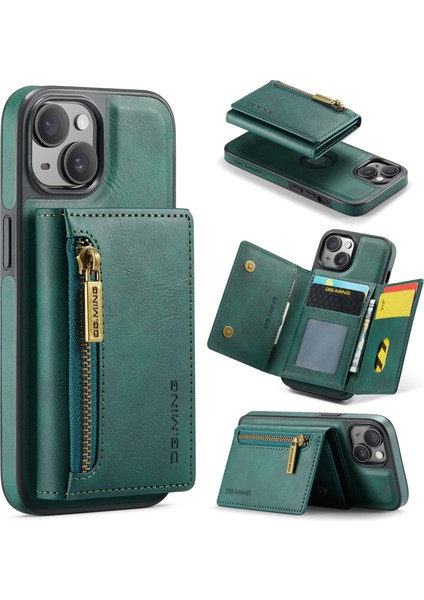 Iphone 14 Plus Case Çıkarılabilir Manyetik Deri Telefon Koruyucusu Kart Yuvaları Yeşili (Yurt Dışından)