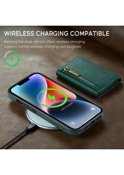 Iphone 14 Plus Case Çıkarılabilir Manyetik Deri Telefon Koruyucusu Kart Yuvaları Yeşili (Yurt Dışından) fırsatları