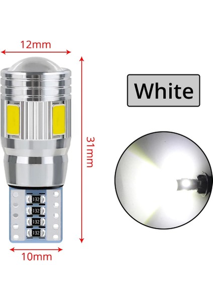 Beyaz 10X LED Iç Xenon Beyaz Mavi Sarı Lamba Canbus 6smd Lens Projektör Katı Alüminyum Ampuller Yan Işaretleyici Park Lambası (Yurt Dışından)