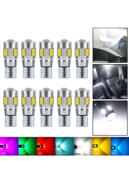 Beyaz 10X LED Iç Xenon Beyaz Mavi Sarı Lamba Canbus 6smd Lens Projektör Katı Alüminyum Ampuller Yan Işaretleyici Park Lambası (Yurt Dışından) fiyatları