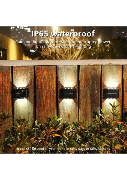 2led-1pcs-Beyaz Güneş Duvar Lambası Açık Su Geçirmez Güneş Işıkları Bahçe Sokak Peyzaj Balkon Açık Dekor Için Yukarı ve Aşağı Aydınlık Aydınlatma (Yurt Dışından)
