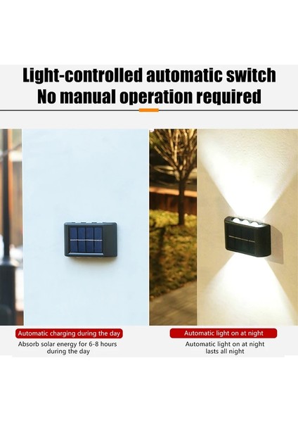 2led-1pcs-Beyaz Güneş Duvar Lambası Açık Su Geçirmez Güneş Işıkları Bahçe Sokak Peyzaj Balkon Açık Dekor Için Yukarı ve Aşağı Aydınlık Aydınlatma (Yurt Dışından)