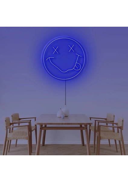 Mor1 Tarzı Mavi 35 cm LED Neon Burcu Işık Şeffaf Flex USB Powered Duvar Asılı Yatak Odası Dekoru Çocuk Gülümseme Gece Işık Burcu Eşi Için Hediye (Yurt Dışından)