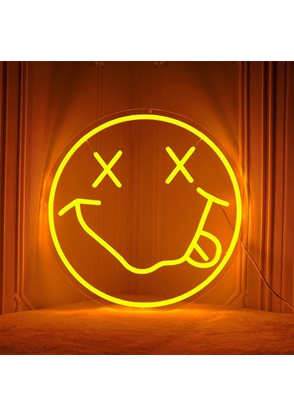 Mor1 Tarzı Mavi 35 cm LED Neon Burcu Işık Şeffaf Flex USB Powered Duvar Asılı Yatak Odası Dekoru Çocuk Gülümseme Gece Işık Burcu Eşi Için Hediye (Yurt Dışından)