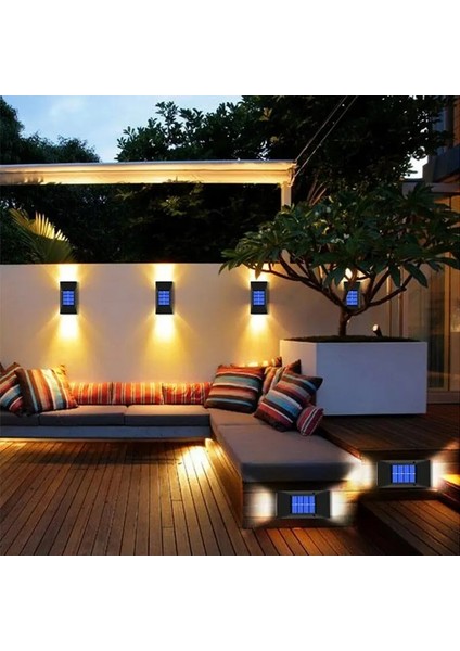 Beyaz Stil K LED Güneş Duvar Işık Açık Su Geçirmez Güneş Lambası Çit Güverte Bahçe Veranda Yolu Merdiven Sokak Peyzaj Balkon Dekorasyon (Yurt Dışından)