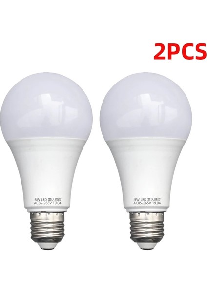 7W Tarzı 2 Adet Pır Hareket Sensörü Lamba E27 LED Radar Ampul Smdır Hareket Sensörü Lamba Ampul Güvenlik Işığı (Yurt Dışından)