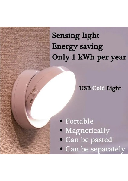 Mavi Kablosuz Hareket Sensörü LED Gece Işıkları USB Şarjlı Işık Kontrolü Enerji Tasarrufu Yatak Odası Koridor Banyo Duvar Lambaları (Yurt Dışından)