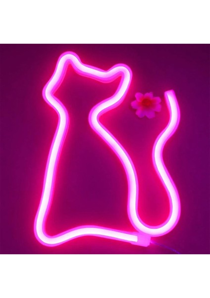 Kedi-Pembe Kedi Kitty Neon Burcu Işıkları Duvar Dekorasyonu Usbbattery Bar Ktv Snack Shop Ticari Aydınlatma LED Neon Gece Lambası Odası Dekor (Yurt Dışından)