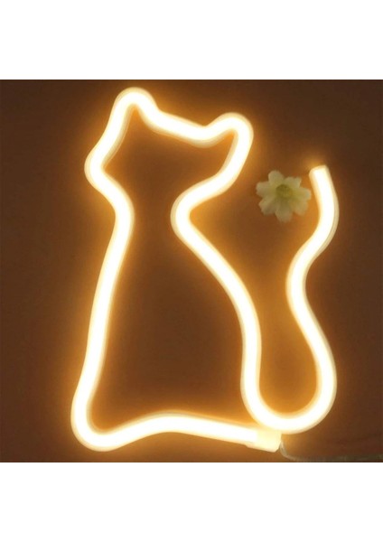 Kedi-Pembe Kedi Kitty Neon Burcu Işıkları Duvar Dekorasyonu Usbbattery Bar Ktv Snack Shop Ticari Aydınlatma LED Neon Gece Lambası Odası Dekor (Yurt Dışından)