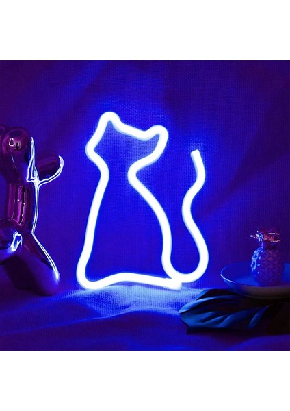 Kedi-Pembe Kedi Kitty Neon Burcu Işıkları Duvar Dekorasyonu Usbbattery Bar Ktv Snack Shop Ticari Aydınlatma LED Neon Gece Lambası Odası Dekor (Yurt Dışından)