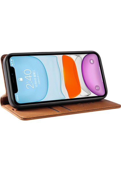 iPhone11 Için Cilt-Dokunuşlu Flip Cüzdan Standı Kapak Anti-Düşme Deri Telefon Vaka-Kahverengi (Yurt Dışından)