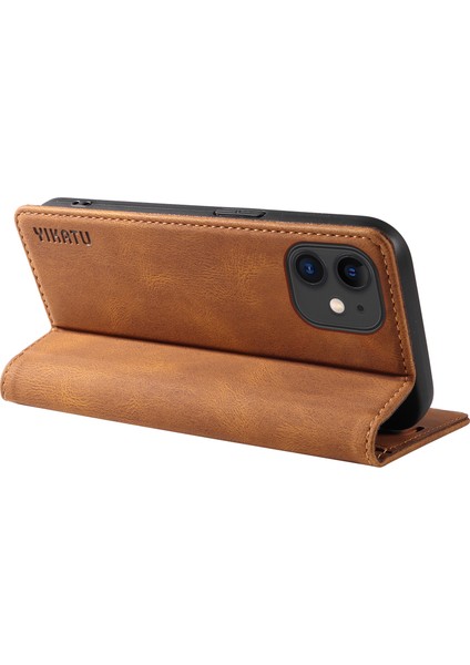iPhone11 Için Cilt-Dokunuşlu Flip Cüzdan Standı Kapak Anti-Düşme Deri Telefon Vaka-Kahverengi (Yurt Dışından)