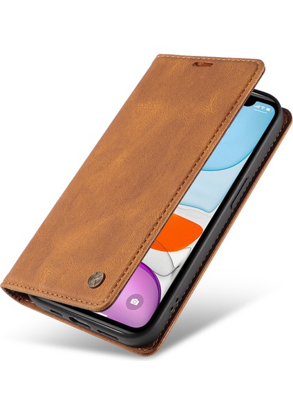 iPhone11 Için Cilt-Dokunuşlu Flip Cüzdan Standı Kapak Anti-Düşme Deri Telefon Vaka-Kahverengi (Yurt Dışından)