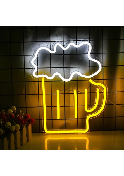 5W Tarzı 31X36CM Bira Zaman LED Neon Burcu Mağaza Bar Restoran Otel Dekoratif Işık Neon Yatak Odası Duvar Mutfak Kişiselleştirilmiş Dekor Gece Lambası USB (Yurt Dışından)