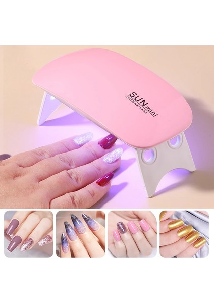 Beyaz Güneş Mini 6W Tırnak Kurutucu Lamba Taşınabilir 6 LED Uv Manikür Makinesi Ev Seyahat Kullanımı Jel Bazlı Manikür Tırnak Aracı Için USB Kablosu ile (Yurt Dışından)