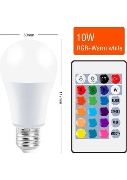 RGB-SICAK-15W Tarzı RGB-SICAK-10W E27 Akıllı Kontrol Lambası LED Rgb Işık Kısılabilir 5W 10W 15W Rgbw LED Lamba Renkli Değişen Ampul LED Lampada Rgbw Beyaz Dekor Ev (Yurt Dışından)