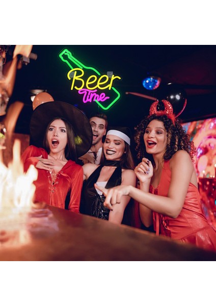 5W Tarzı 40X20CM Bira Zaman LED Neon Burcu Mağaza Bar Restoran Otel Dekoratif Işık Neon Yatak Odası Duvar Mutfak Kişiselleştirilmiş Dekor Gece Lambası USB (Yurt Dışından)