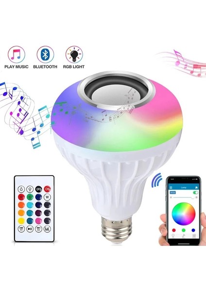 E27 Akıllı Rgb Rgbw Kablosuz Bluetooth Hoparlör Ampul 12 W LED Lamba Işık Müzik Çalar Kısılabilir Ses 24 Tuşları Uzaktan Kumanda (Yurt Dışından)