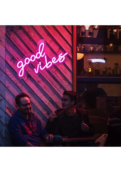 Mavi LED Neon Işıklı Tabelalar Duvar Dekor Iyi Vibes Asılı Neon Işıkları Düğün Dekor Gece Lambası Yatak Odası Parti Doğum Günü Odası Dekor (Yurt Dışından) modelleri
