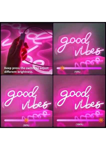 Mavi LED Neon Işıklı Tabelalar Duvar Dekor Iyi Vibes Asılı Neon Işıkları Düğün Dekor Gece Lambası Yatak Odası Parti Doğum Günü Odası Dekor (Yurt Dışından) fırsatları