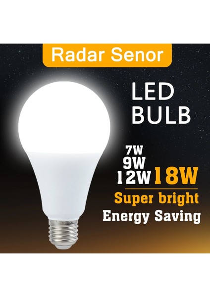 12 Saat Radar Sensörü LED Ampul Akıllı Işık Hareket Sensörü Enerji Tasarrufu Otomatik Kapalı Gece Lambası Yatak Odası Mutfak Merdiven Koridor Aydınlatma Için (Yurt Dışından)