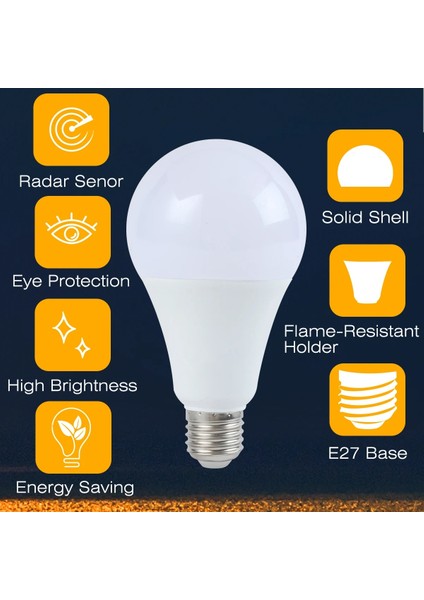 12 Saat Radar Sensörü LED Ampul Akıllı Işık Hareket Sensörü Enerji Tasarrufu Otomatik Kapalı Gece Lambası Yatak Odası Mutfak Merdiven Koridor Aydınlatma Için (Yurt Dışından)