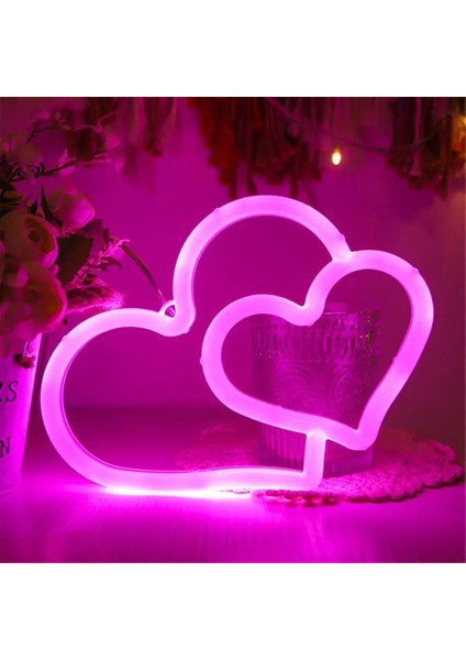 Kalp-Pembe Kedi Kitty Neon Burcu Işıkları Duvar Dekorasyonu Usbbattery Bar Ktv Snack Shop Ticari Aydınlatma LED Neon Gece Lambası Odası Dekor (Yurt Dışından)