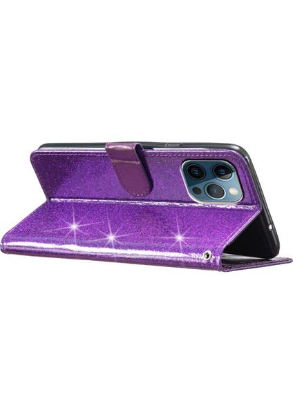 Iphone 15 Pro Glittery Telefon Deri Kılıf Anti-Drop Stand Cüzdan Telefon Kapak-Morası (Yurt Dışından) indirimleri