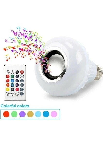 12W Akıllı LED Ampul Müzik Işık Rgb + Beyaz Ufo Lamba Bluetooth Hoparlör E27 Lamba Tutucu 24 Tuşları Uzaktan Kumanda Işığı (Yurt Dışından)