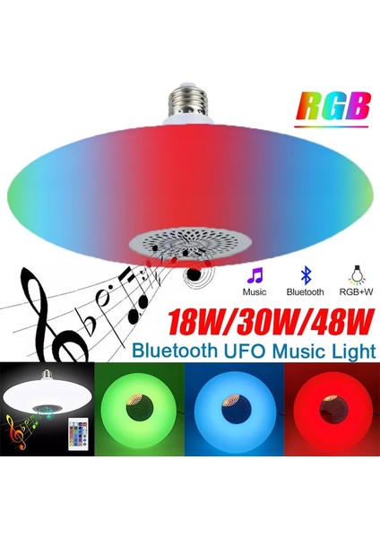 12W Akıllı LED Ampul Müzik Işık Rgb + Beyaz Ufo Lamba Bluetooth Hoparlör E27 Lamba Tutucu 24 Tuşları Uzaktan Kumanda Işığı (Yurt Dışından) fiyatları
