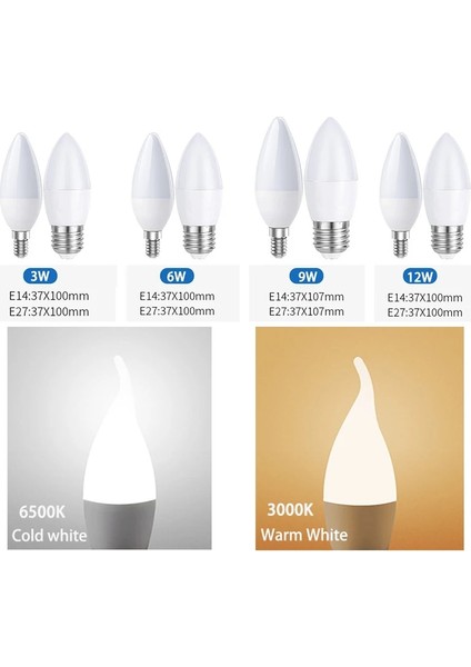 6W Tarzı E14 4pcsbatch LED Ampul E14 E27 LED Işık Kapalı Sıcak Soğuk Beyaz Işık 3W 6W 9W 12W AC220V LED Mum Ampul Ev Dekor Kolye Işık (Yurt Dışından)