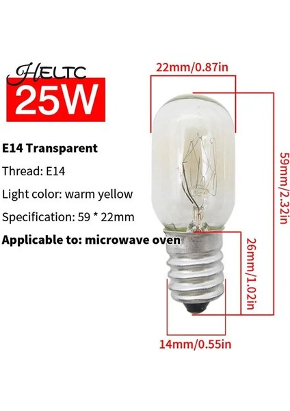 25W E14 Fırın Ampul Halojen Fırın Buzdolabı Lambası Yüksek Sıcaklığa Dayanıklı Güvenli Kurutucu Mikrodalga Ampul (Yurt Dışından)