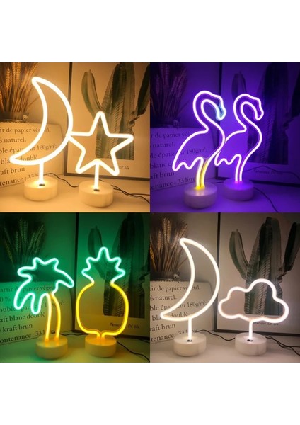 Yaprak Neon Işık Parti LED Flamingo Ananas Renkli Pembe LED Gece Lambası Yatak Odası Dekoru Neon Burcu Duvar Kağıdı Noel Neon Ampul (Yurt Dışından)