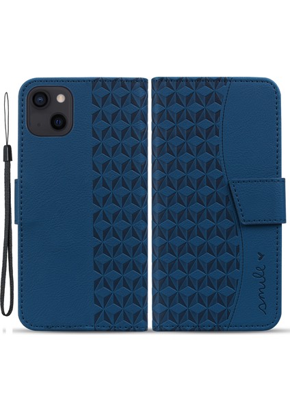 Iphone 14 Plus Case Cüzdan Stand Için Baskılı Rhombus Telefon Kapak Sapfire (Yurt Dışından)