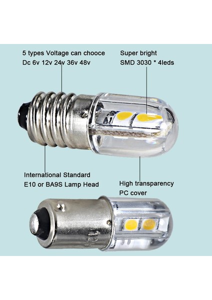110V Tarzı Sarı LED Gösterge Ampulü Mini E10 T4W BA9S Ac Dc 6V 12V 24V 36V 48V 110V 220V Araba Kamyon Araç Iç Işık Otomatik Gösterge Lambası (Yurt Dışından)