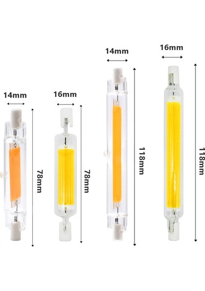 R7S189MM40W Tarzı R7S118MM30W R7S LED Işık 10W 20W 30W 220V 230V 240V Cob LED Spot Ampul Cam Tüp 30W 50W 100W Halojen Lambayı Değiştirin (Yurt Dışından)