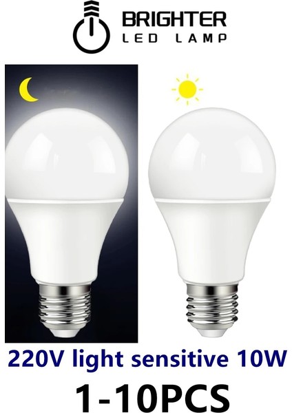 220-240V Tarzı 3000K LED Sensörlü Ampul E27 B22 10W Sıcak Beyaz Alacakaranlık Şafak Akıllı Lamba Ampulü AC220V Gündüz Gece Lambası Otomatik Açma/kapama Merdiven Koridor Yolu (Yurt Dışından) modelleri