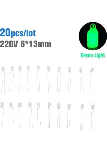 Neon Gösterge Işığı Yeşil Işaretler 6mm Neon Yeşil Lamba Glow 2 Bakır Tel Ne-2 Yeşil Neon Gösterge Ampuller (Yurt Dışından)