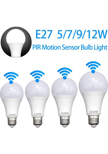 5W LED Pır Hareket Sensörü LED Ampul E27 Radar Sensörlü Işık Lambası Lamparas Beyaz Işık Otomatik Offon Ev Merdiven Için (Yurt Dışından)