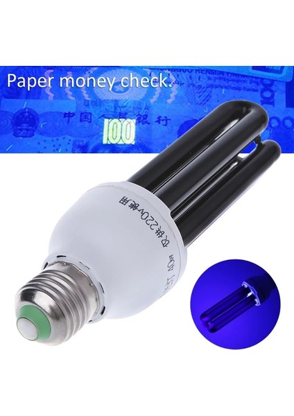 E27 Uv Ultraviyole Floresan Siyah Işık Cfl Ampul Lamba 220V (Yurt Dışından)