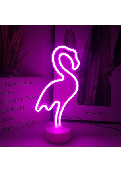 Flamingo Neon Işık Parti LED Flamingo Ananas Renkli Pembe LED Gece Lambası Yatak Odası Dekoru Neon Burcu Duvar Kağıdı Noel Neon Ampul (Yurt Dışından)