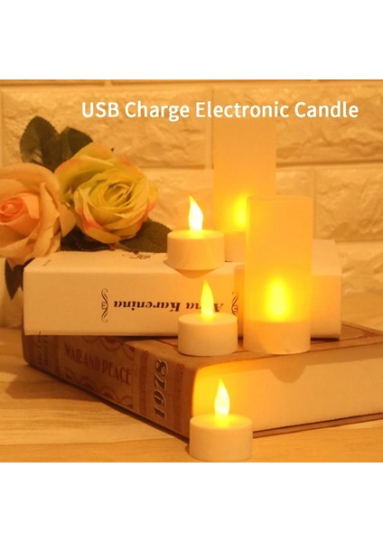 XI3C0302-N4 USB Şarjı, Tek Parça Sarı Işık LED Şarj Edilebilir Alevsiz Çay Işık Mumu USB Ile, Alevsiz Şarj Edilebilir LED Pil Mumları (Yurt Dışından)