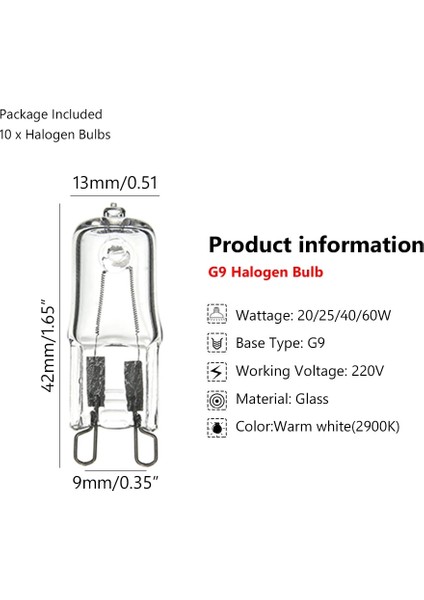 60W G9 Halojen Ampul 2800K 220V 20W 25W 40W 60W Kapsül LED Lamba Ampulü Takılı Boncuk Kristal Lamba Avize Aydınlatma (Yurt Dışından)