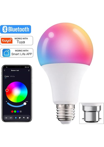 E27-20W Tuya Bluetooth LED Ampul E27 B22 20W Rgb Akıllı Lamba 110V 220V Rgb+Cw+Ww Renk Değişimi Kısılabilir App Kontrolü Ev Dekor Için (Yurt Dışından)
