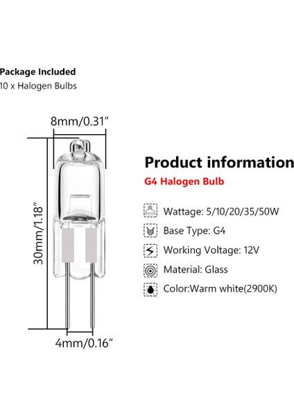 35W Ack G4 Halojen Kapsül Ampuller LED Lambayı Değiştirin 12 V Enerji Tasarruflu Halojen Kapsül Ampuller Sıcak Beyaz (Yurt Dışından)