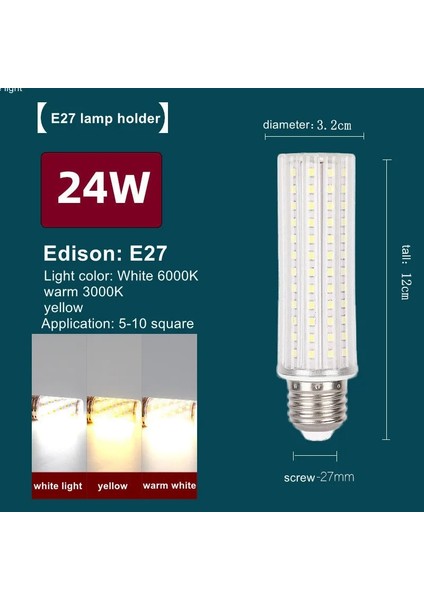 E14-24W Tarzı E27-24W E14 E27 LED Ampul 220V Mısır Lambası Bomba 110V 10W 20W 24W LED Lamba Yatak Odası Oturma Odası Dekoratif Aydınlatma (Yurt Dışından)