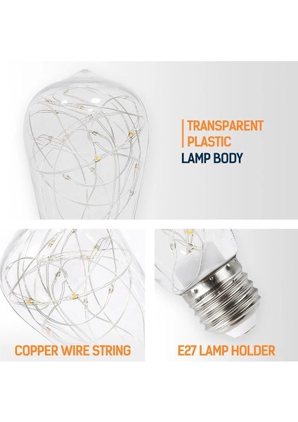 ST64 Tarzı Mor E27 LED Edison Dize Ampul A60 A80 G80 G95 Renkli Rgb Aydınlatma Bakır Tel Ampul Ev Dekor Tatil Düğün Gece Lambası (Yurt Dışından) modelleri